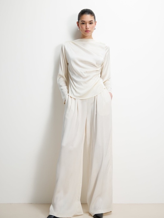 Jaki Pants - Jaki London Claudia Cream pin stripe Wide-Leg viscose Italy